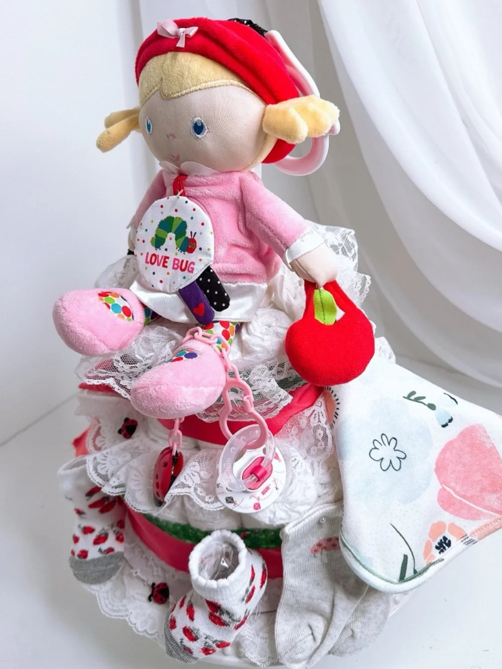Strawberry Diaper cake, Love Bug Cake, Fruit Theme
